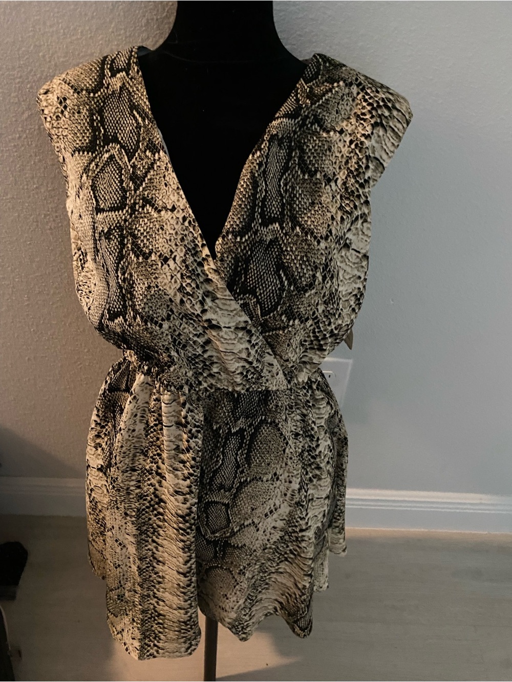 Bar III Snake Print Mini Dress in Black and Cream